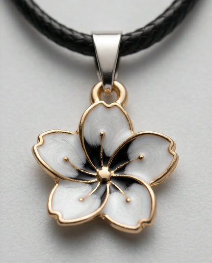 Gold and White Blossom Pendant Necklace