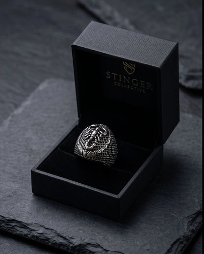 Oxidized Silver Sculpted Scorpion Mesh Ring