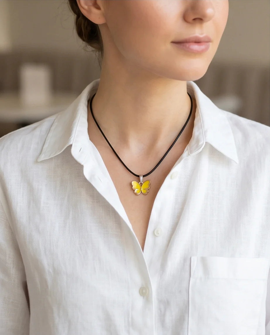 Golden Glow Butterfly Pendant Necklace