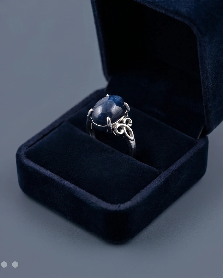 Silver Sapphire Filigree Ring