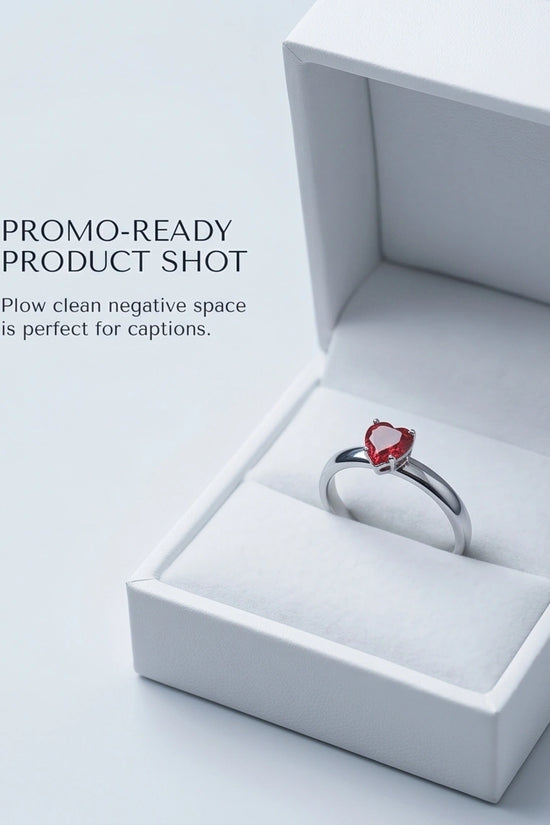 Sterling Silver Heart-Cut Red Garnet Solitaire Ring