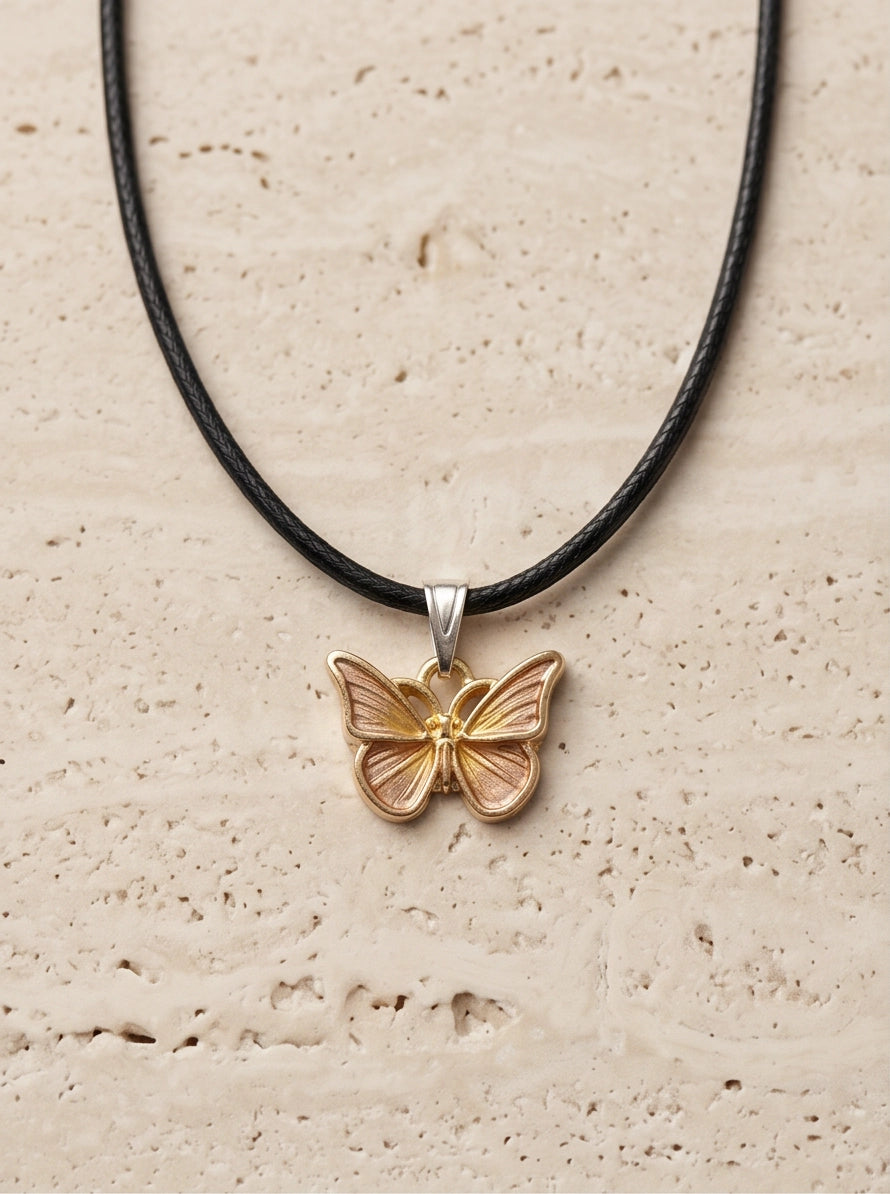 Gold & Rose Gold Butterfly Pendant Necklace