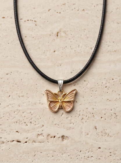 Gold & Rose Gold Butterfly Pendant Necklace