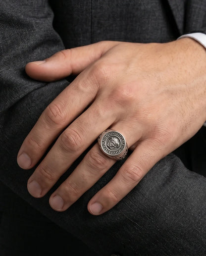 Vintage Silver Medusa Signet Ring