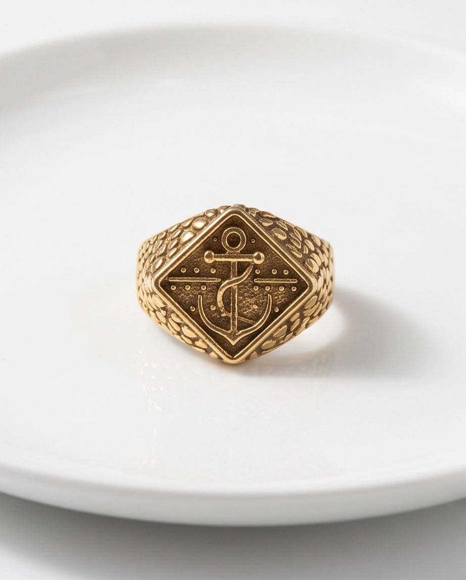Maritime Anchor Rhombus Signet Ring