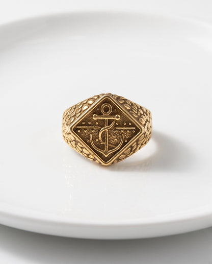Maritime Anchor Rhombus Signet Ring