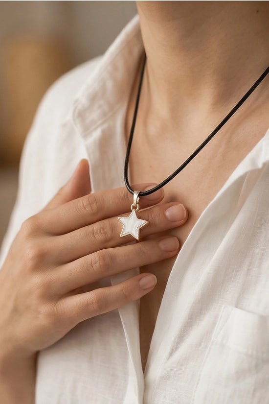 Gold and White Minimalist Star Necklace