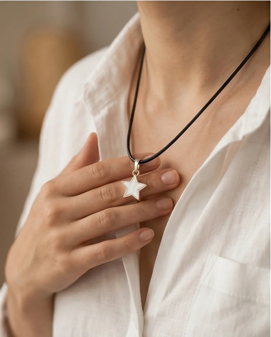 Gold and White Minimalist Star Necklace