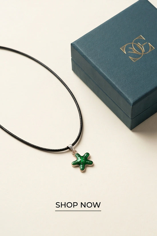 Gold and Green Starfish Pendant Necklace
