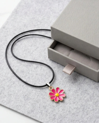 Gold and Hot Pink Daisy Necklace
