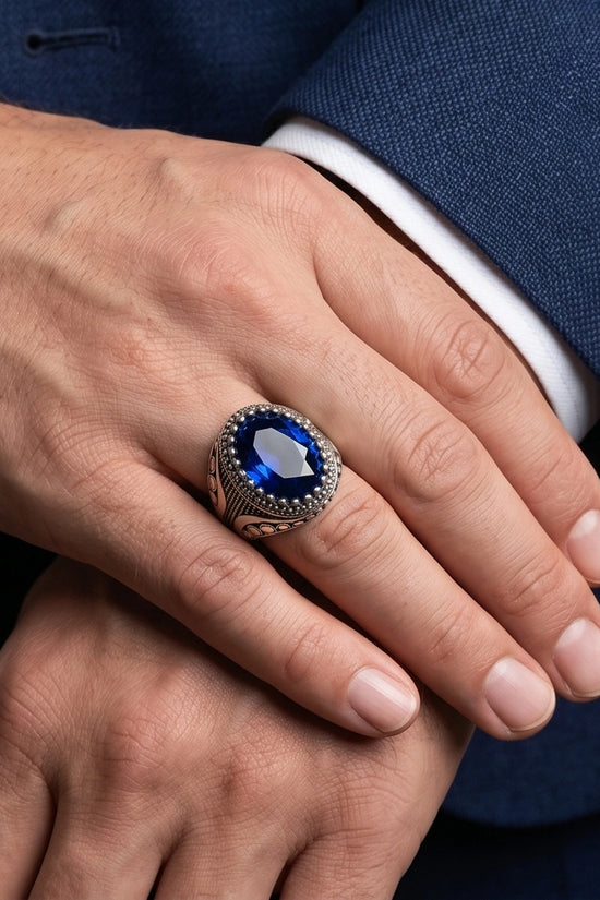 Imperial Cobalt Sapphire Signet Ring