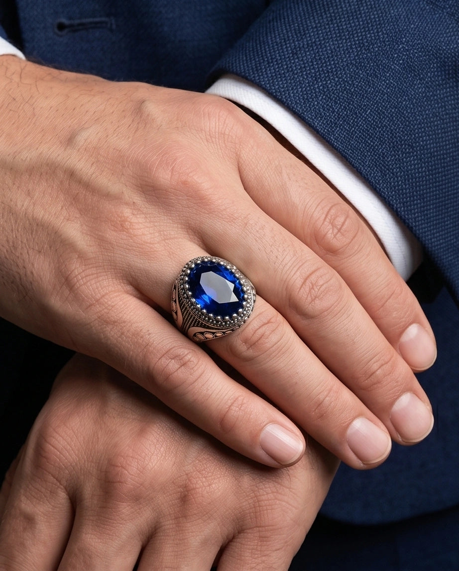 Imperial Cobalt Sapphire Signet Ring
