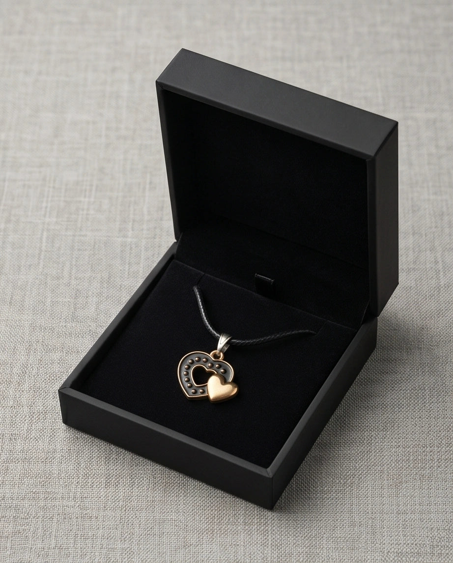 Gold and Black Layered Heart Necklace