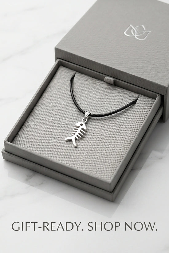 Silver Quirky Fishbone Pendant Necklace