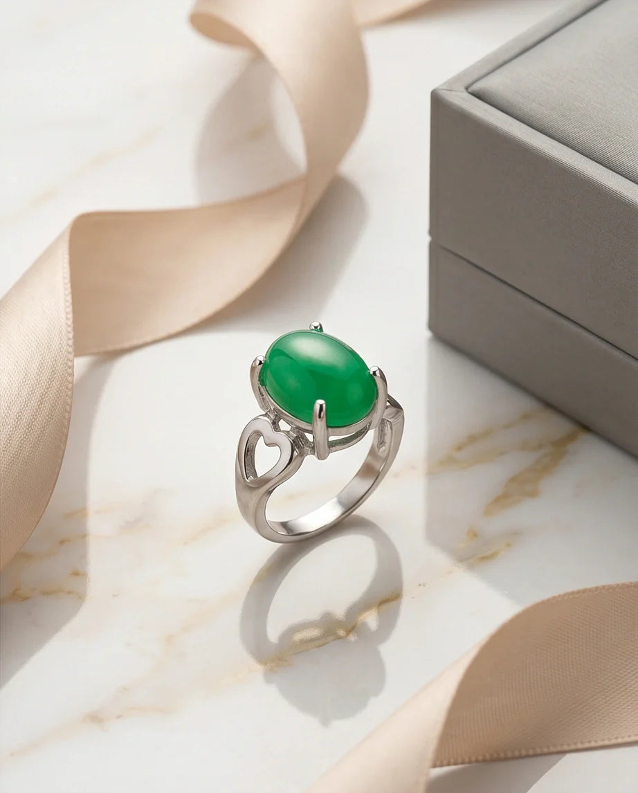 Imperial Heart Green Jade Ring