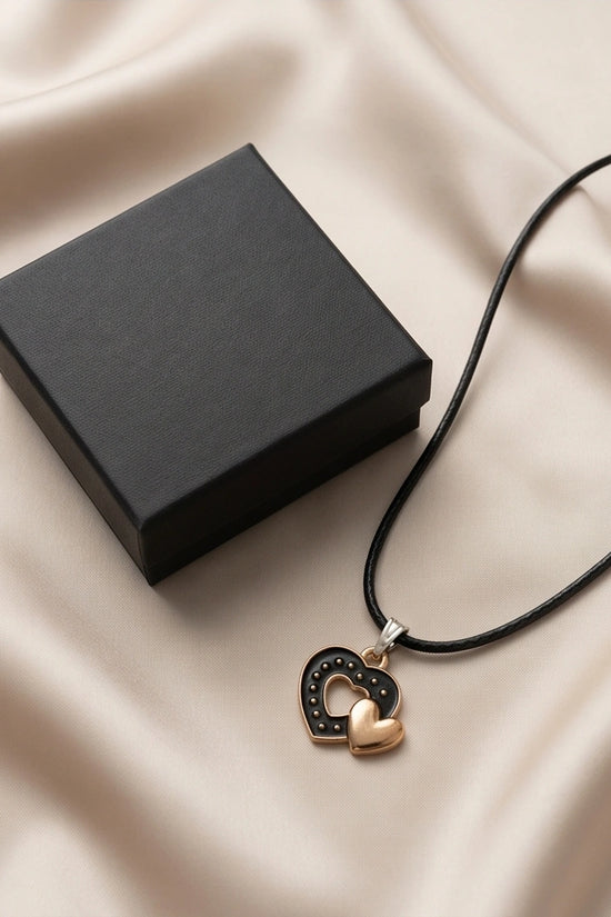 Gold and Black Layered Heart Necklace