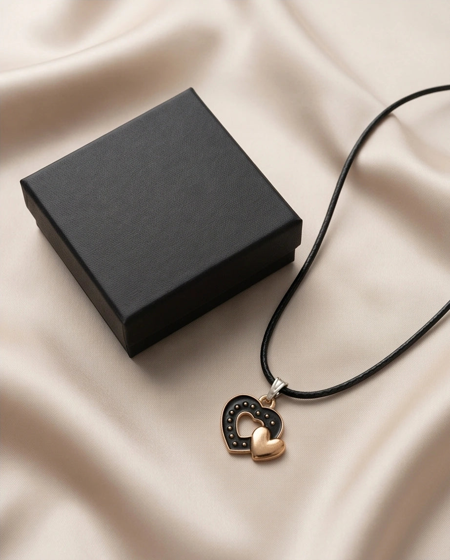 Gold and Black Layered Heart Necklace