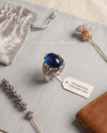 Cobalt Eclipse Stippled Signet Ring