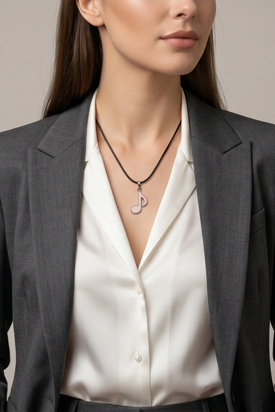 Silver and Pink Eighth Note Necklace