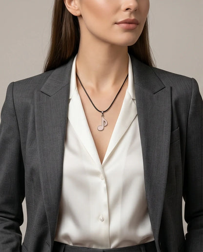 Silver and Pink Eighth Note Necklace