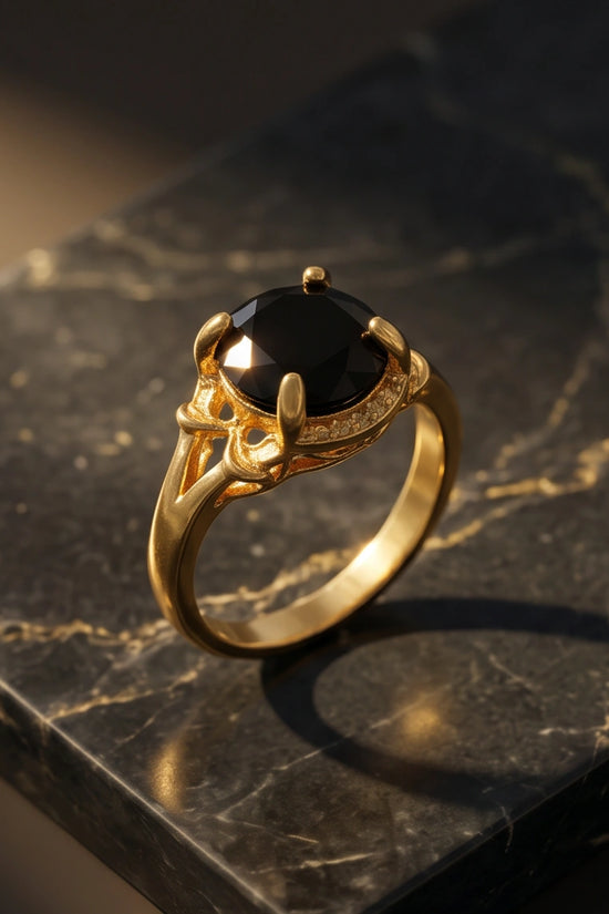 Golden Obsidian Solis Filigree Ring