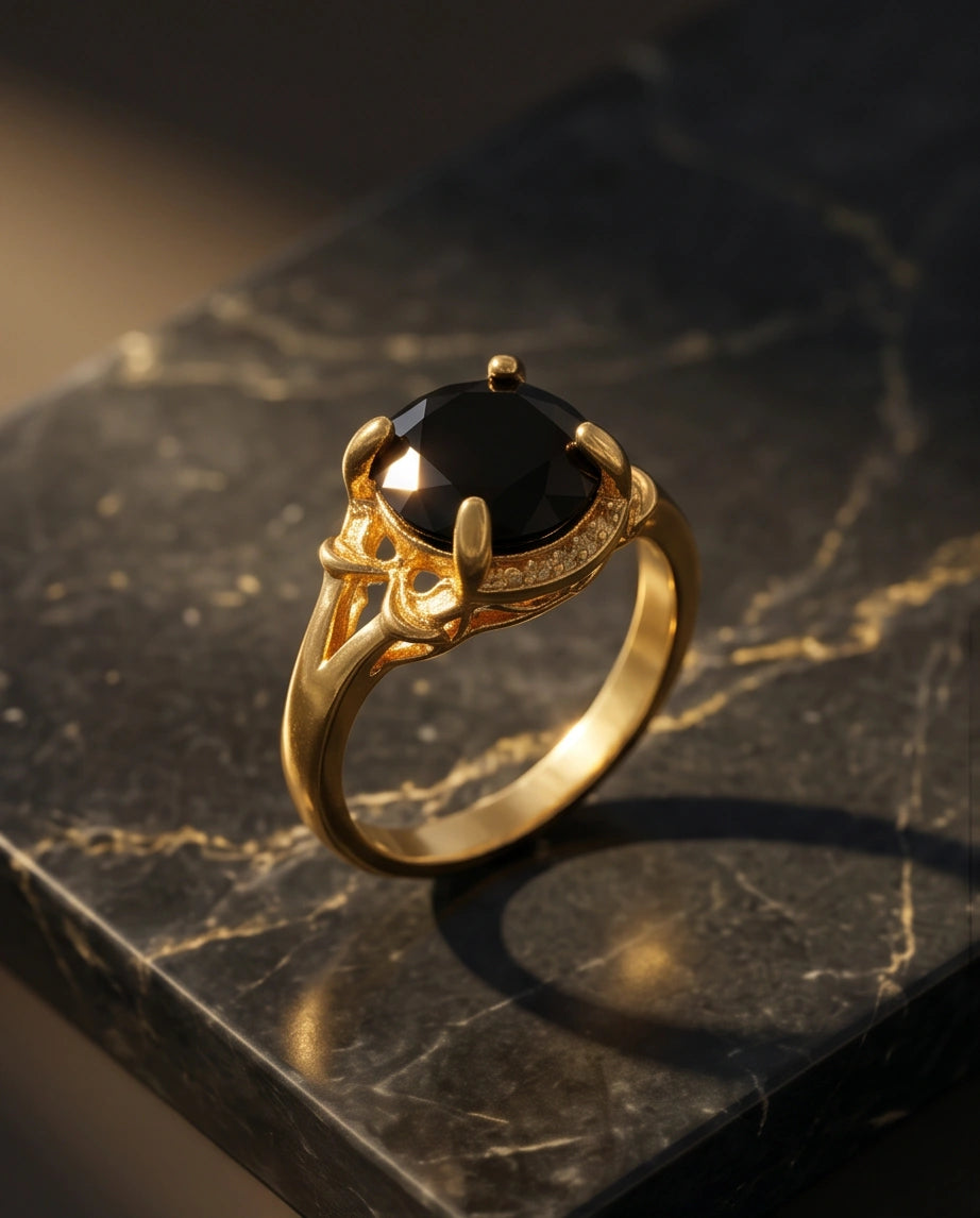 Golden Obsidian Solis Filigree Ring