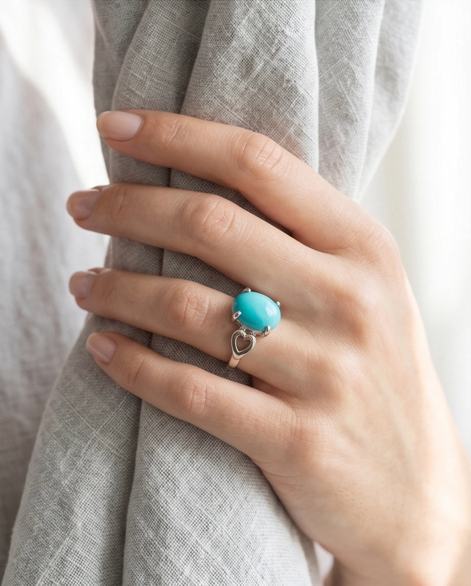 Celestial Heart Azure Turquoise Ring