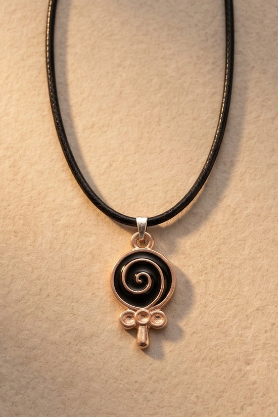 Gold and Black Spiral Lollipop Necklace
