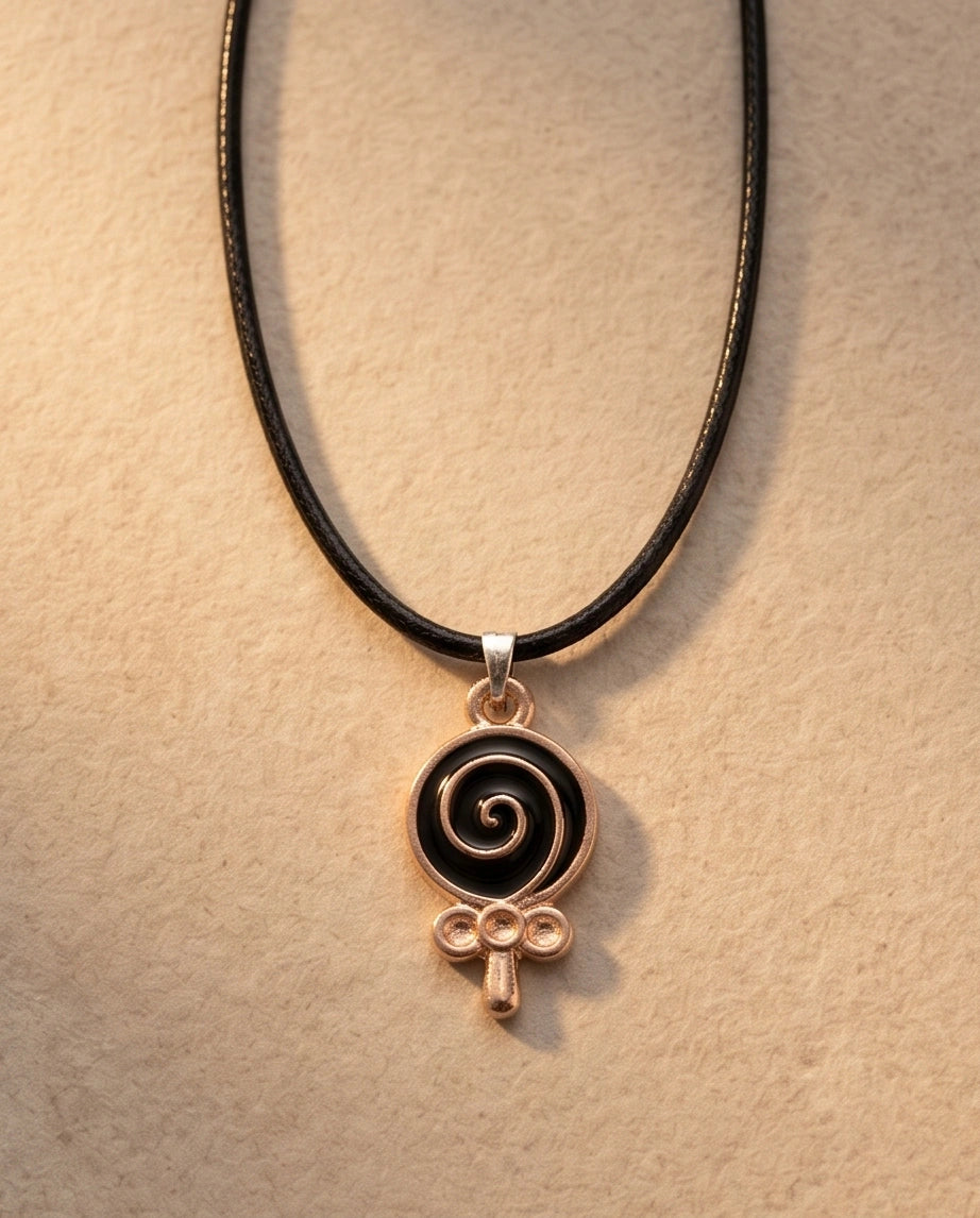Gold and Black Spiral Lollipop Necklace