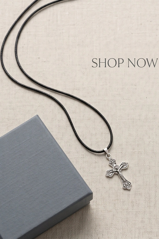 Silver Vintage Crucifix Cross Necklace
