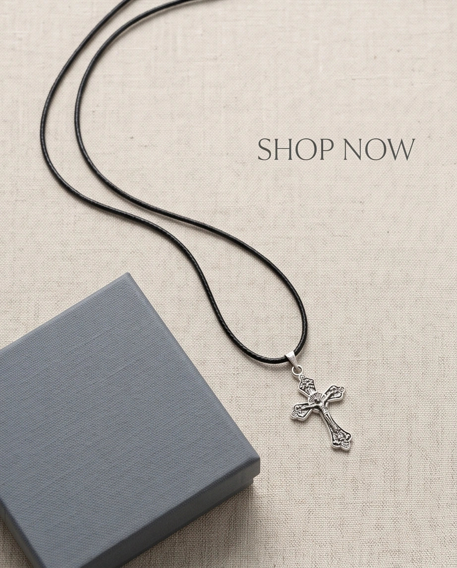 Silver Vintage Crucifix Cross Necklace