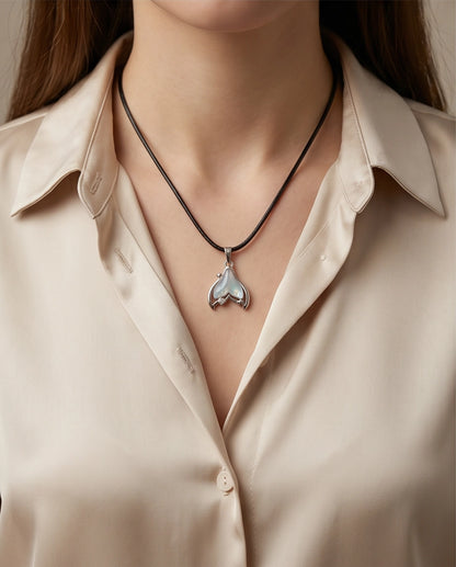 Iridescent Mermaid Tail Pendant Necklace