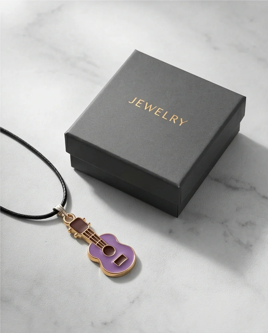 Gold and Purple Acoustic Guitar Necklace