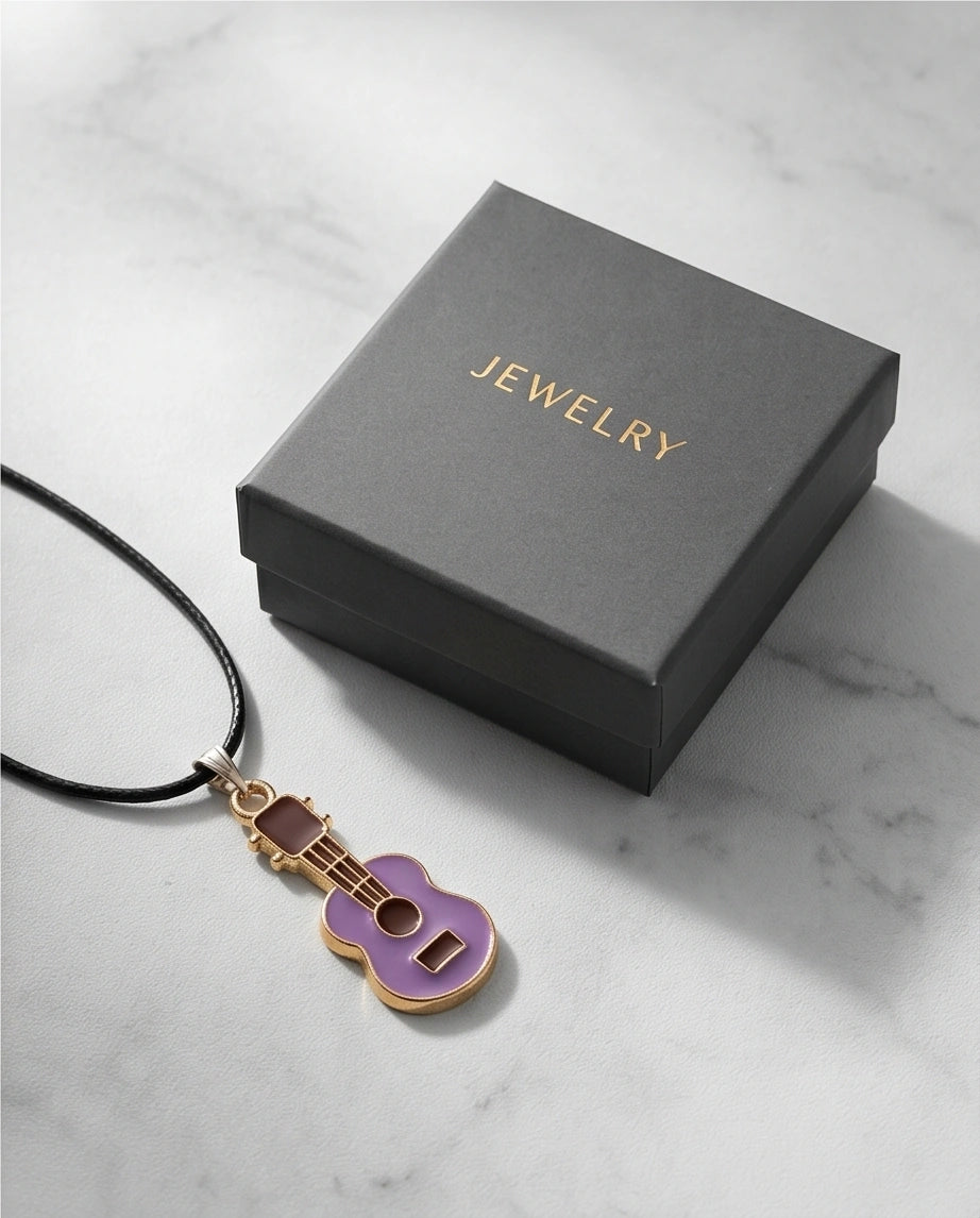 Gold and Purple Acoustic Guitar Necklace