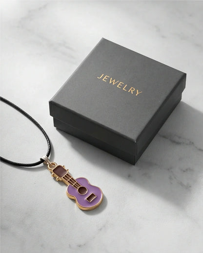 Gold and Purple Acoustic Guitar Necklace