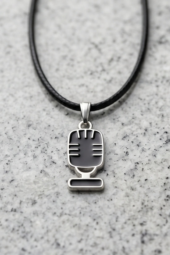 Silver Retro Black Microphone Necklace