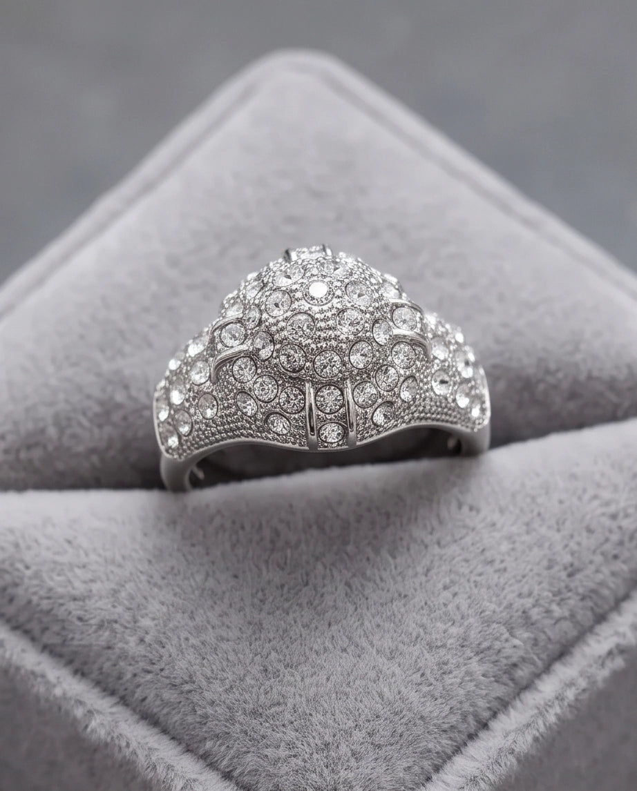 Full-Pavé Starburst Dome Signet Ring