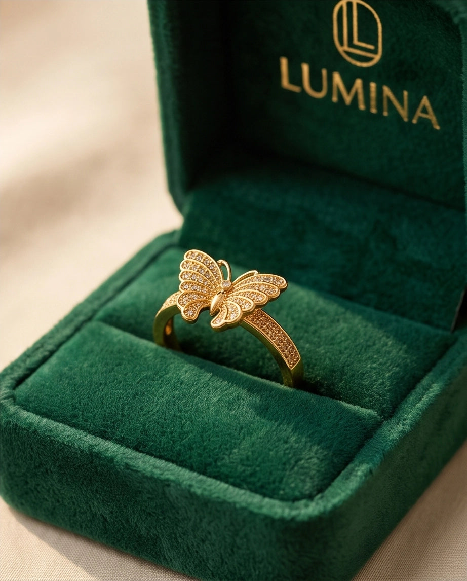 Pavé Monarch Butterfly Gold Ring