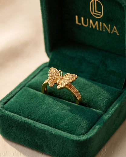 Pavé Monarch Butterfly Gold Ring