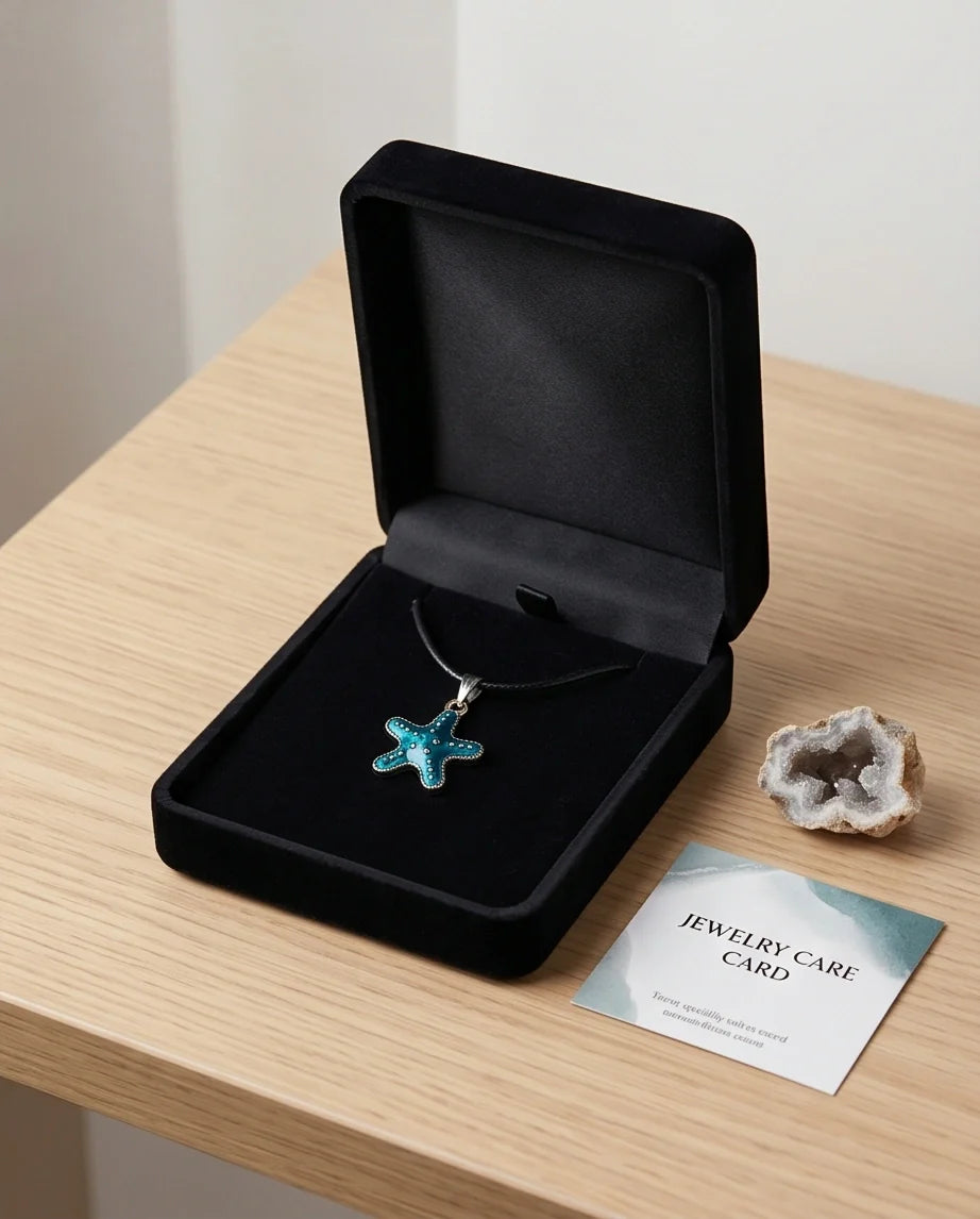 Teal Coastal Starfish Pendant