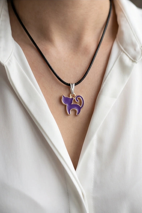 Playful Purple Cat Pendant
