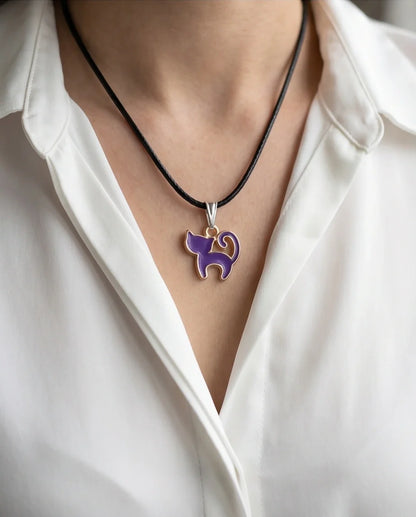 Playful Purple Cat Pendant