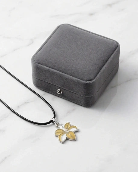 Elegant Pastel Yellow and White Lily Enamel Pendant Necklace