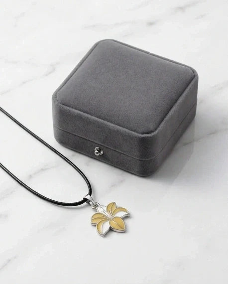Elegant Pastel Yellow and White Lily Enamel Pendant Necklace