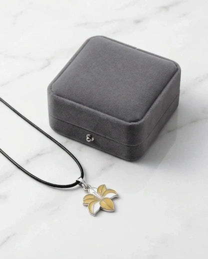 Elegant Pastel Yellow and White Lily Enamel Pendant Necklace