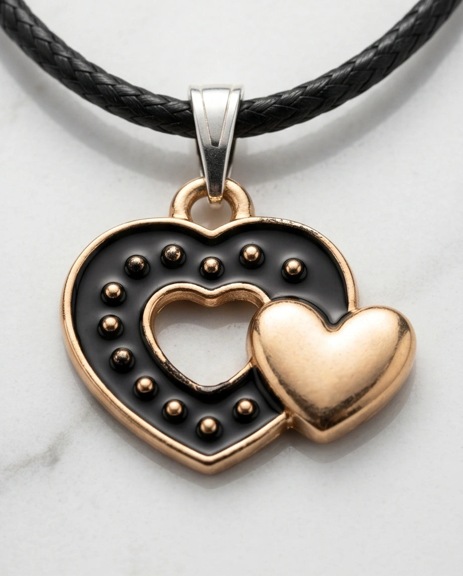 Gold and Black Layered Heart Necklace