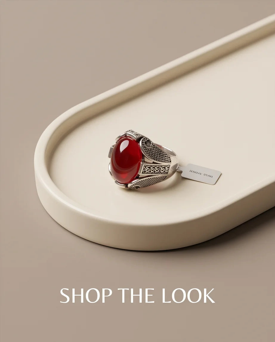 Crimson Legacy Stippled Signet Ring