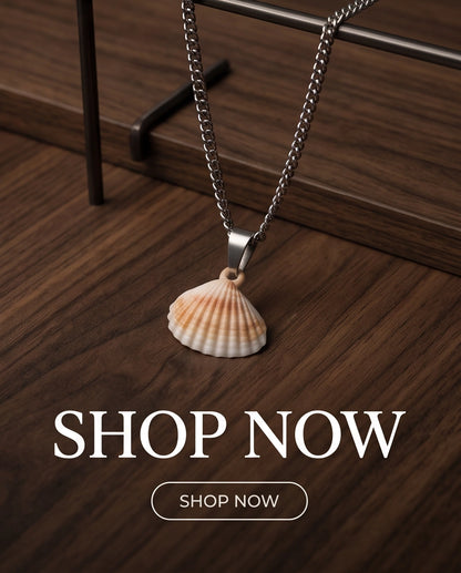 Silver Natural Seashell Pendant Chain Necklace