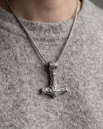 Silver Mjölnir Thor's Hammer Pendant Necklace