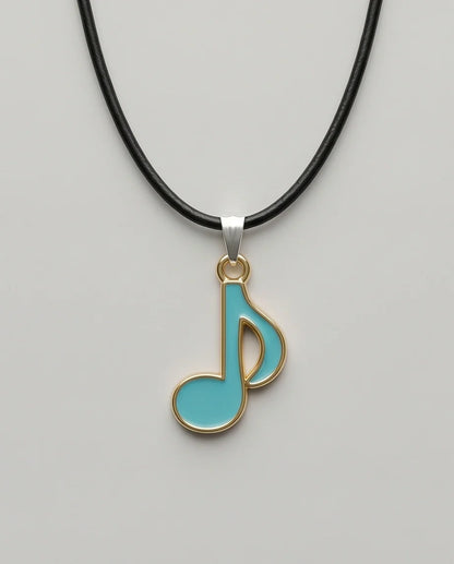 Gold and Turquoise Eighth Note Necklace